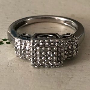 Sterling tiny diamond heart ring